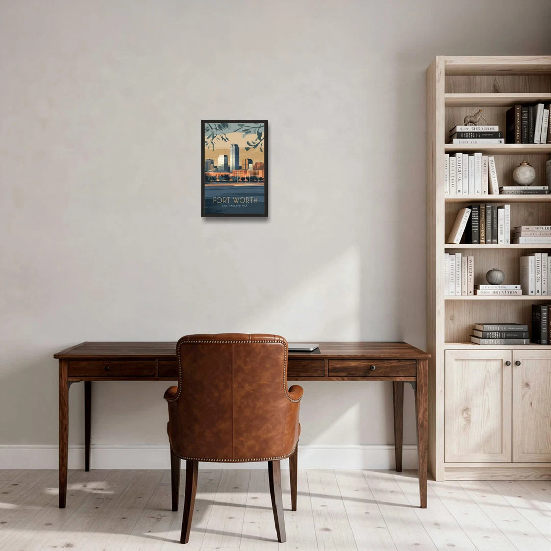 Fort Worth Cultural District Vibes - Black Framed Canvas Wall Art - Office - 12x18