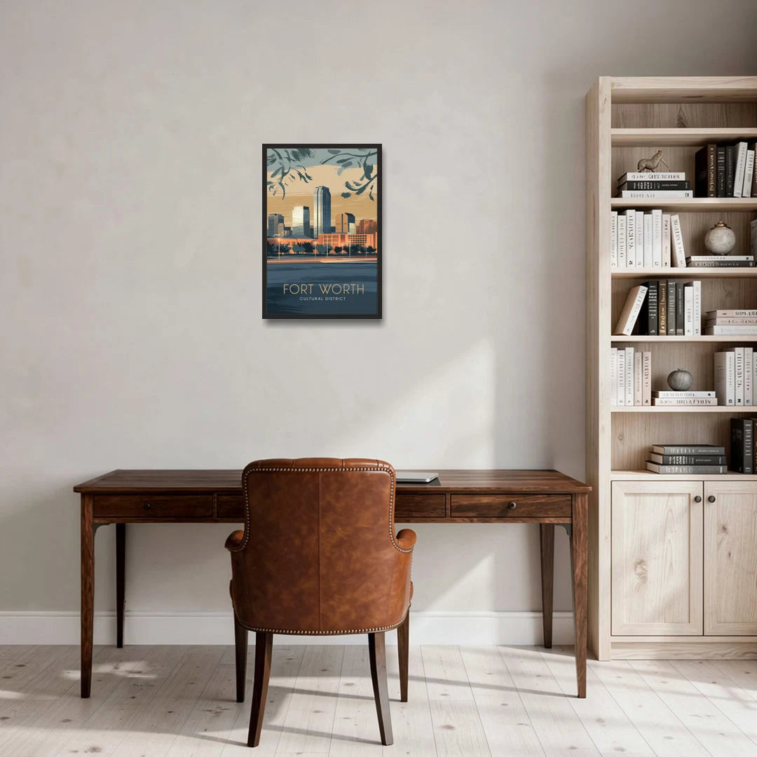 Fort Worth Cultural District Vibes - Black Framed Canvas Wall Art - Office - 16x24