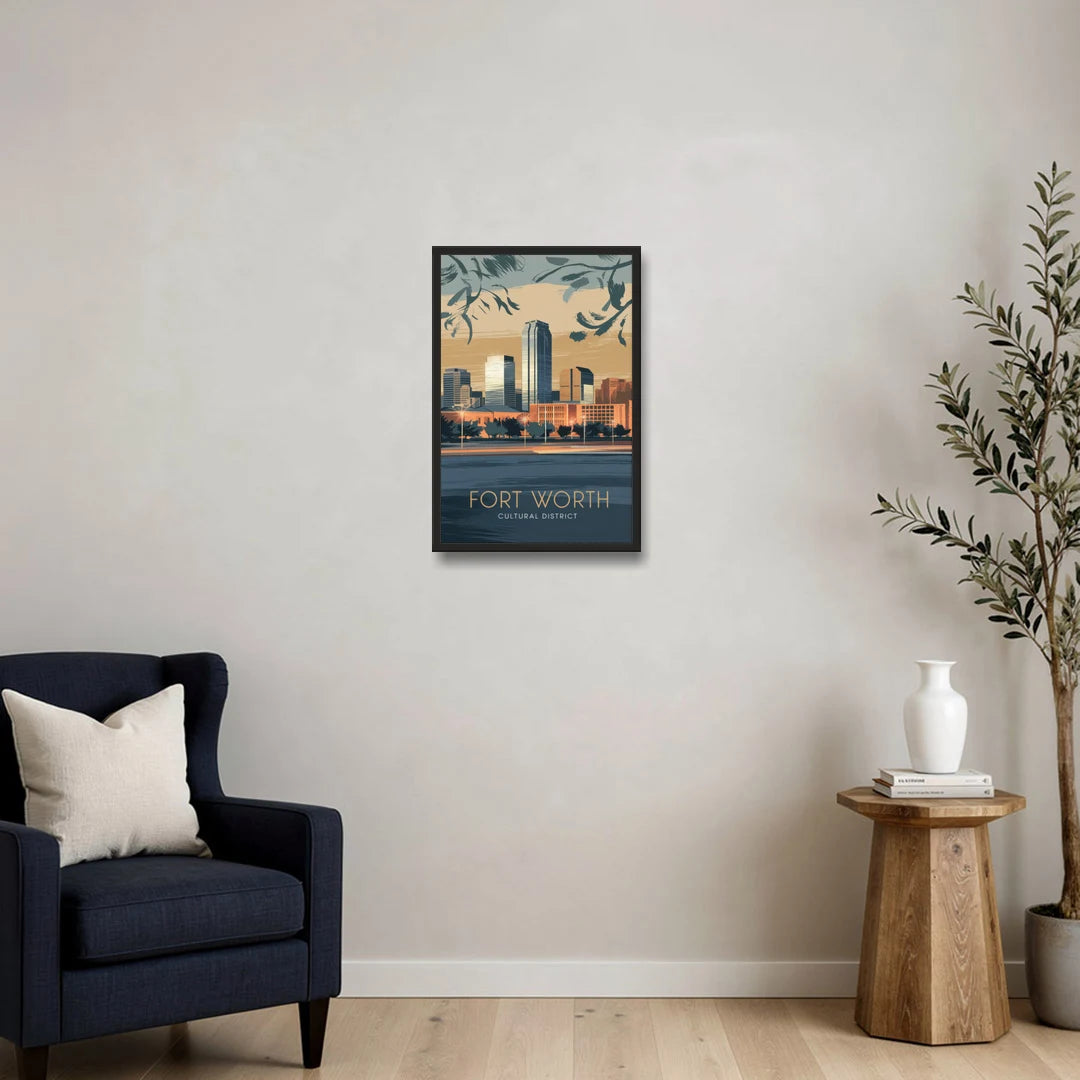 Fort Worth Cultural District Vibes - Black Framed Canvas Wall Art - Sofa - 16x24