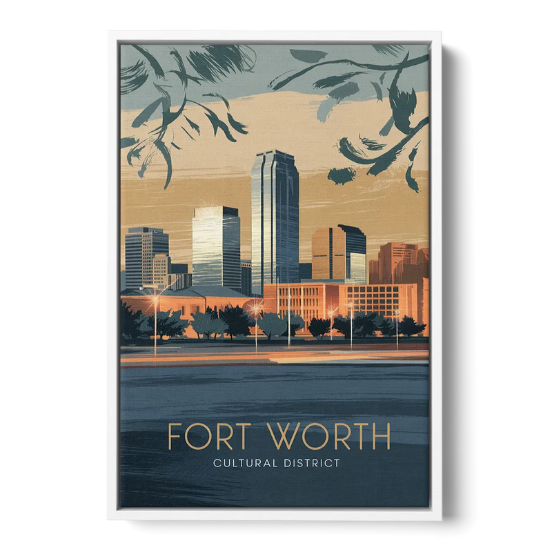 Fort Worth Cultural District Vibes Front - White Canvas Wall Art