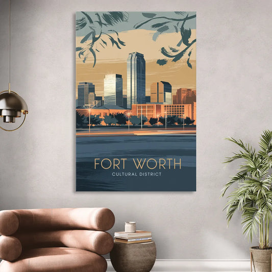 Fort Worth Cultural District Vibes Living Room - Canvas Wall Art