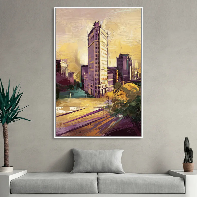 Fort Worth Historic Architecture Living Room - White Canvas Wall Art