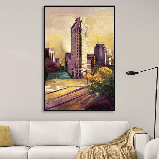 Fort Worth Historic Architecture Living Room - Black Canvas Wall Art