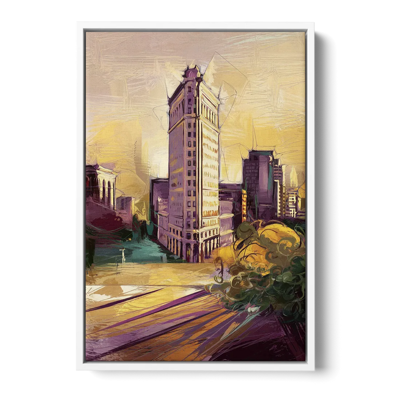 Fort Worth Historic Architecture Front - White Canvas Wall Art