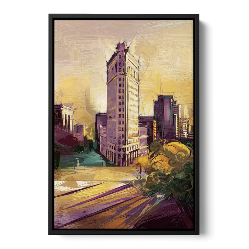 Fort Worth Historic Architecture Front - Black Canvas Wall Art