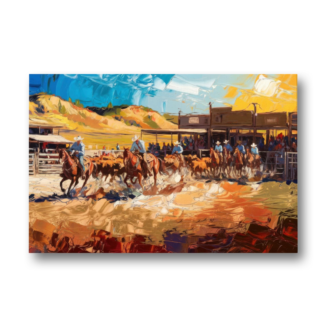 Fort Worth Rodeo And Cowboy Spirit - Canvas Wall Art - Front