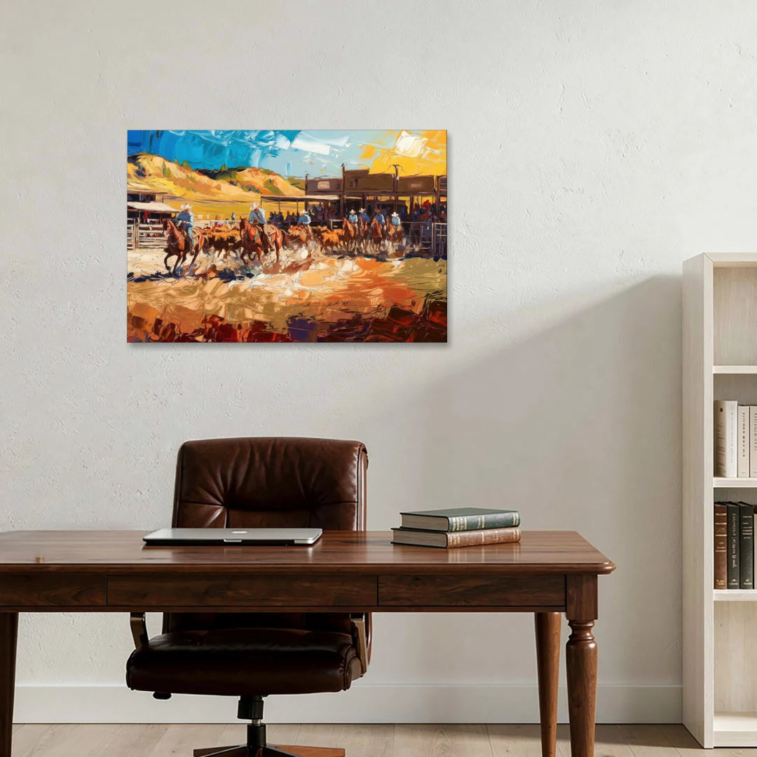 Fort Worth Rodeo And Cowboy Spirit - Canvas Wall Art - Office - 36x24