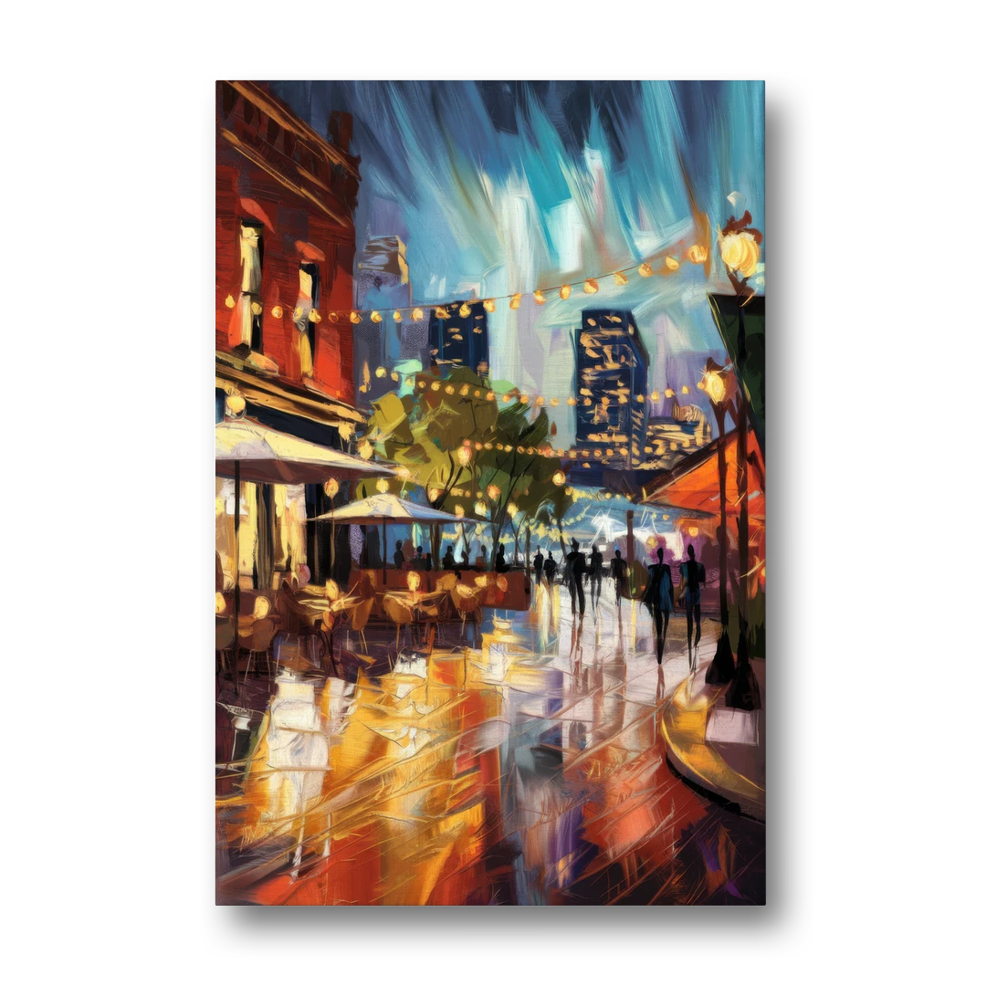 Fort Worth Sundance Square Lights - Canvas Wall Art - Front