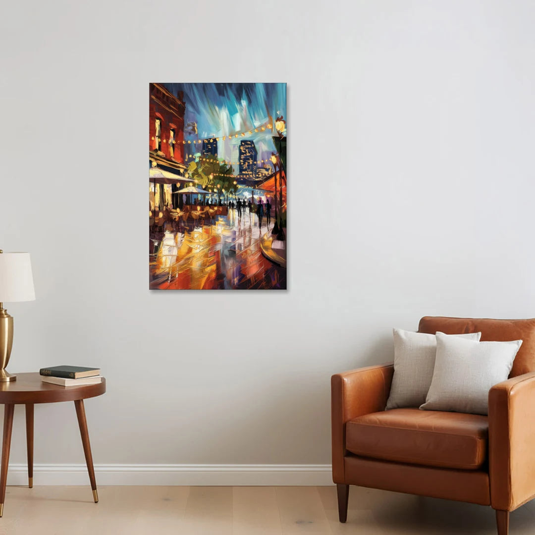 Fort Worth Sundance Square Lights - Canvas Wall Art - Sofa - 24x36