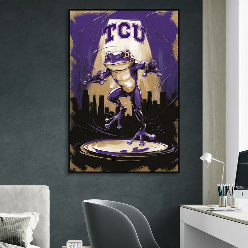 Fort Worth TCU Horned Frogs Pride Living Room - Black Canvas Wall Art