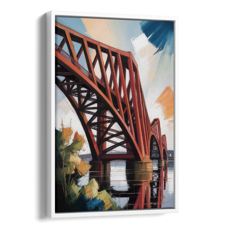 Forth Bridge Elegance Side - White Canvas Wall Art