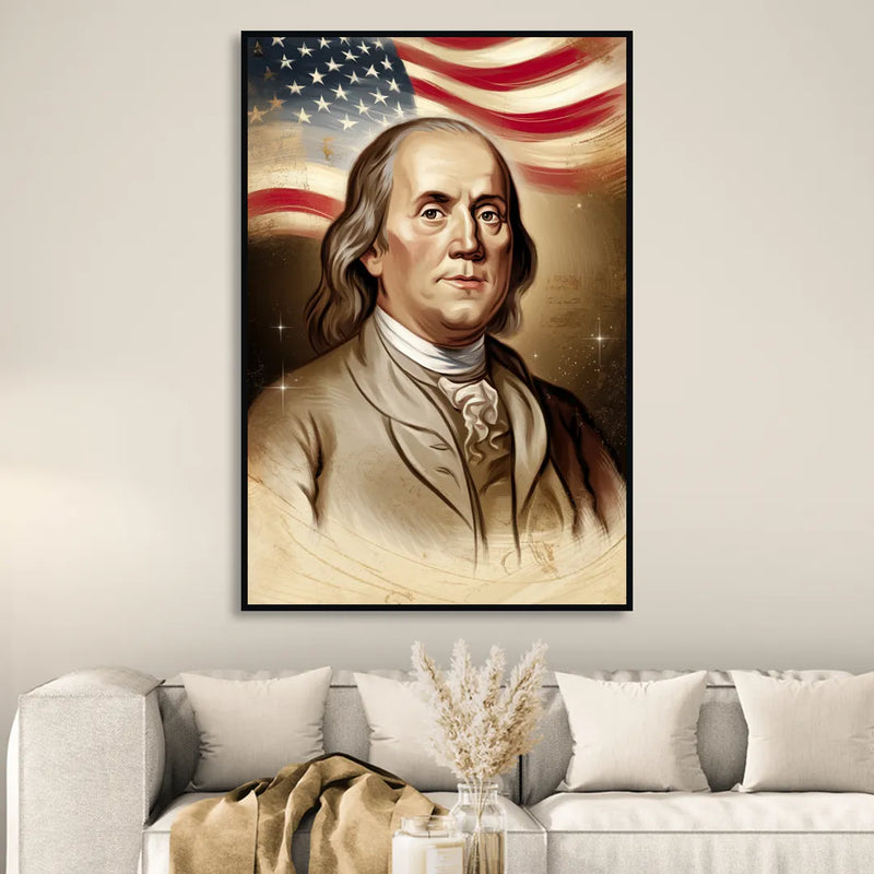Franklin Patriotic Spirit Living Room - Black Canvas Wall Art