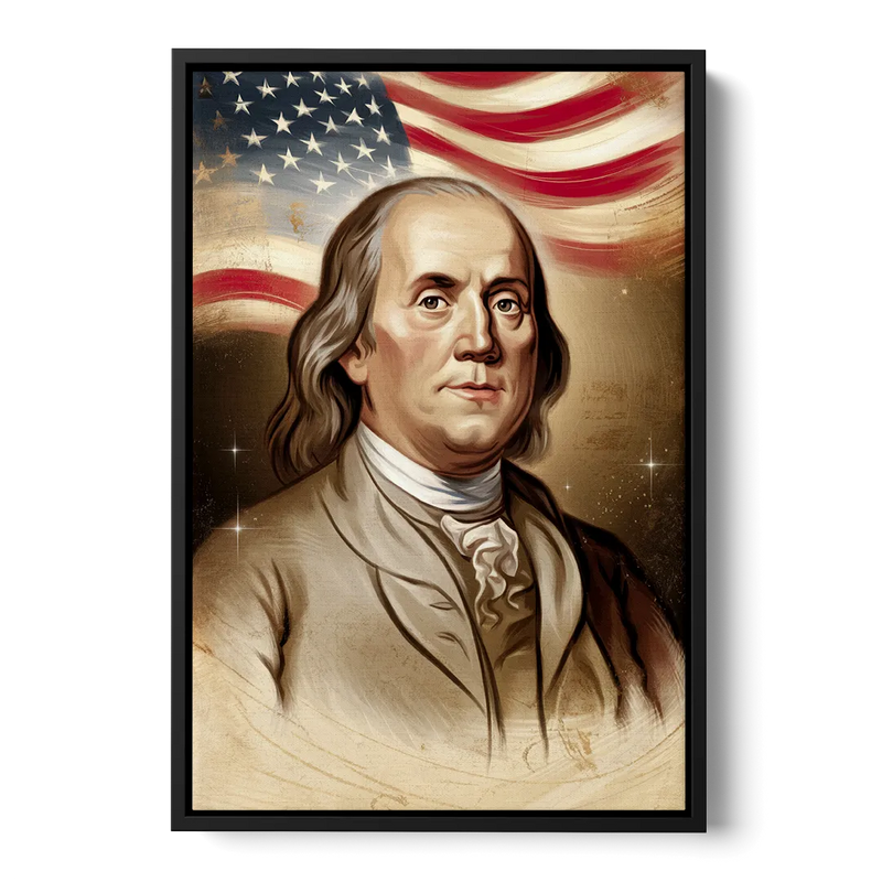 Franklin Patriotic Spirit Front - Black Canvas Wall Art