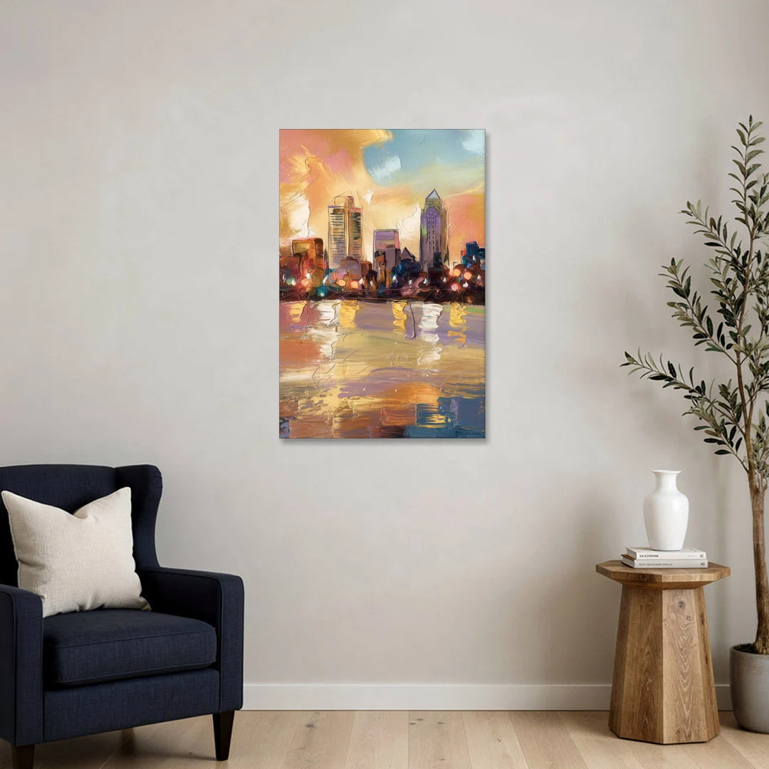 Franklin Skyline View - Canvas Wall Art - Sofa - 24x36