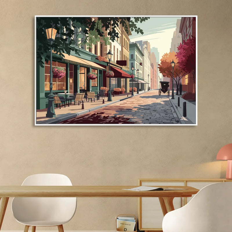 Franklin Vintage Streets Sitting Room - White Canvas Wall Art
