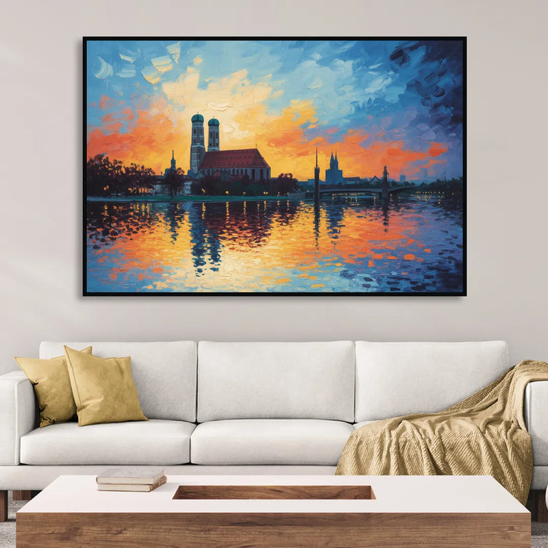Frauenkirche Silhouette Sitting Room - Black Canvas Wall Art