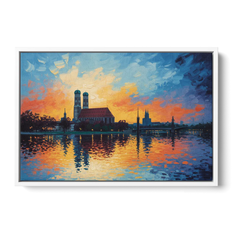 Frauenkirche Silhouette Front - White Canvas Wall Art
