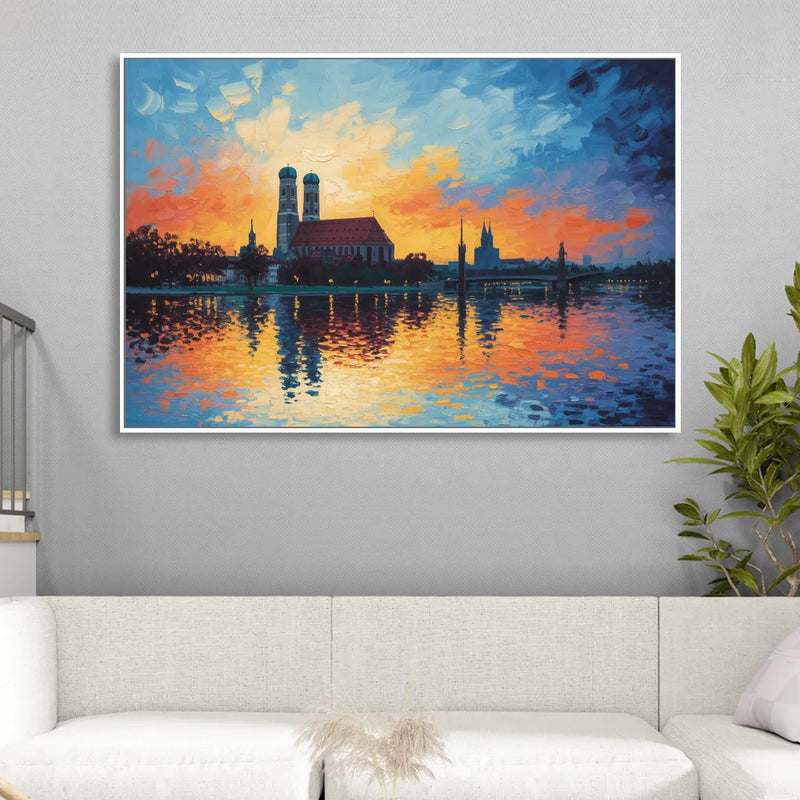 Frauenkirche Silhouette Living Room - White Canvas Wall Art