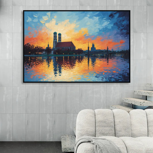 Frauenkirche Silhouette Living Room - Black Canvas Wall Art