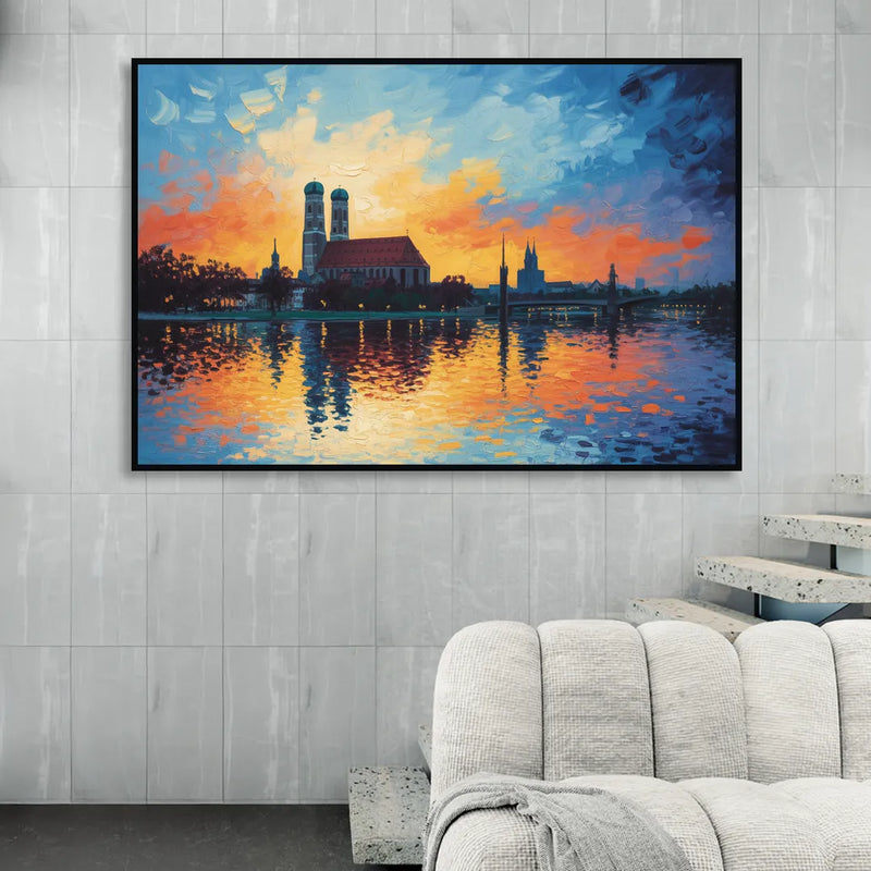 Frauenkirche Silhouette Living Room - Black Canvas Wall Art