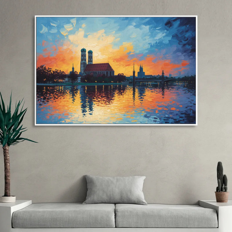 Frauenkirche Silhouette Sitting Room - White Canvas Wall Art