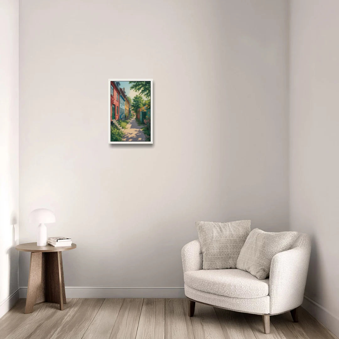 Freetown Christiania - White Framed Canvas Wall Art - Sofa - 12x18