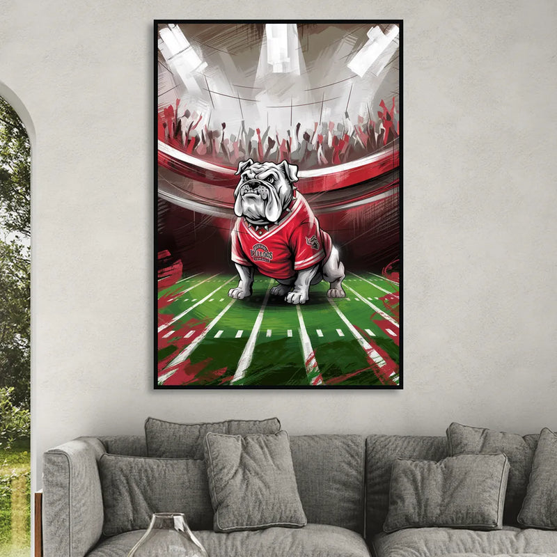 Fresno Bulldogs Game Day Sitting Room - Black Canvas Wall Art