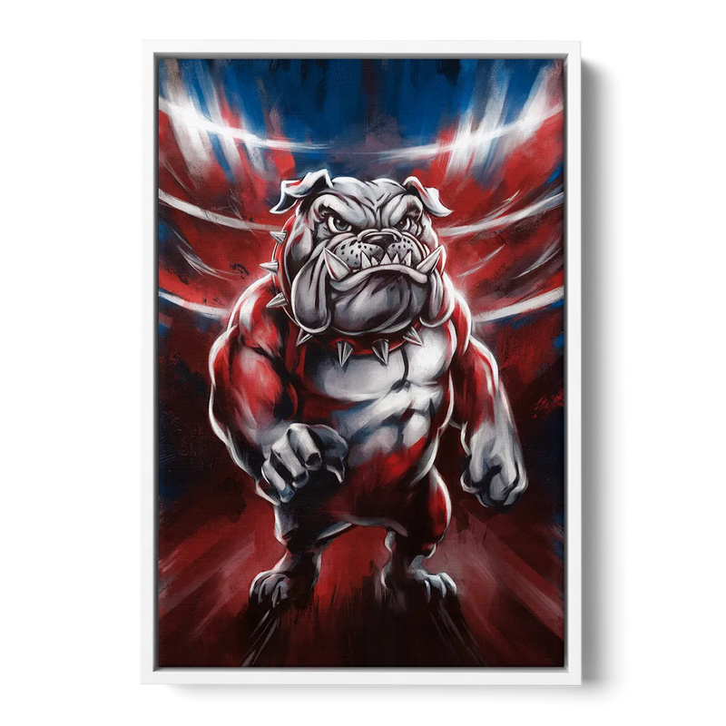 Fresno Bulldogs Legacy Front - White Canvas Wall Art