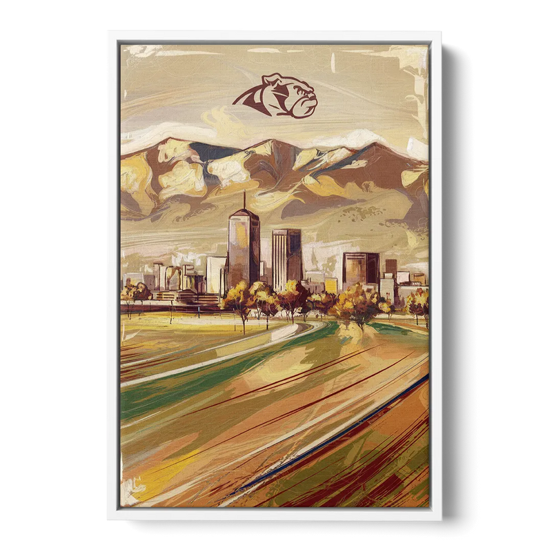 Fresno Cityscape and Team Spirit Front - White Canvas Wall Art