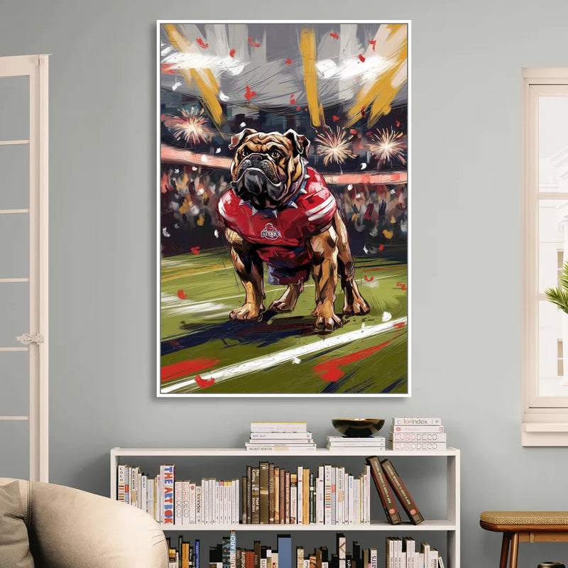 Fresno State Bulldogs Championship Glory Living Room - White Canvas Wall Art