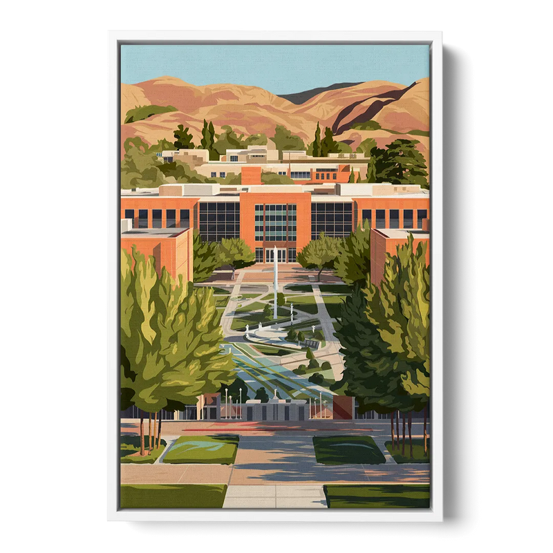 Fresno State Campus Vibes Front - White Canvas Wall Art