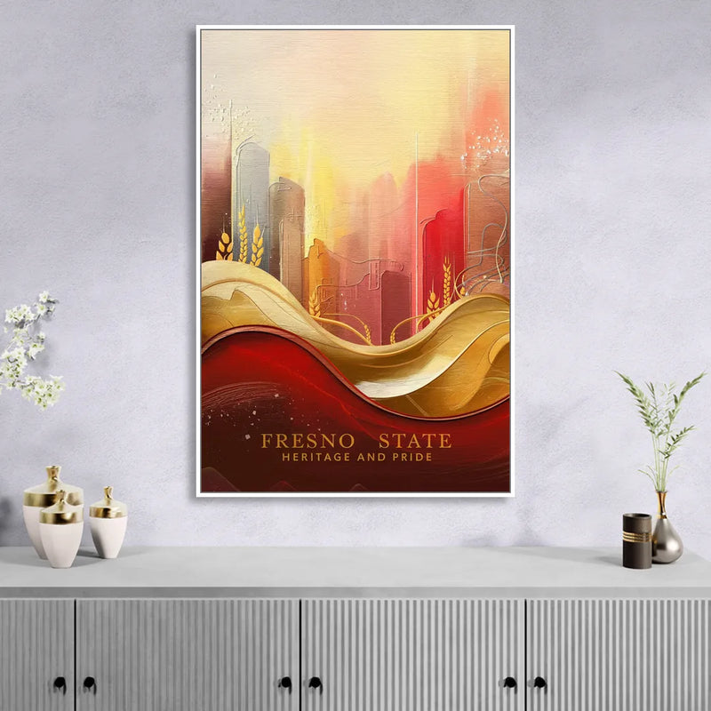 Fresno State Heritage and Pride Sitting Room - White Canvas Wall Art