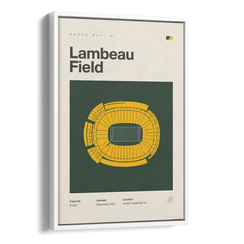 Green Bay Packers Lambeau Field Stadium Vintage Side - White Canvas Wall Art
