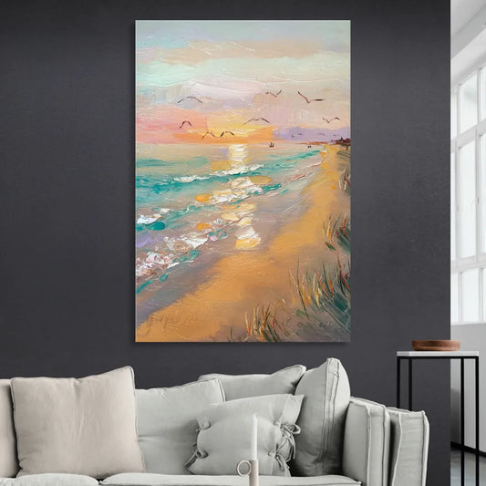 Galveston Beach Sunrise Living Room - Canvas Wall Art