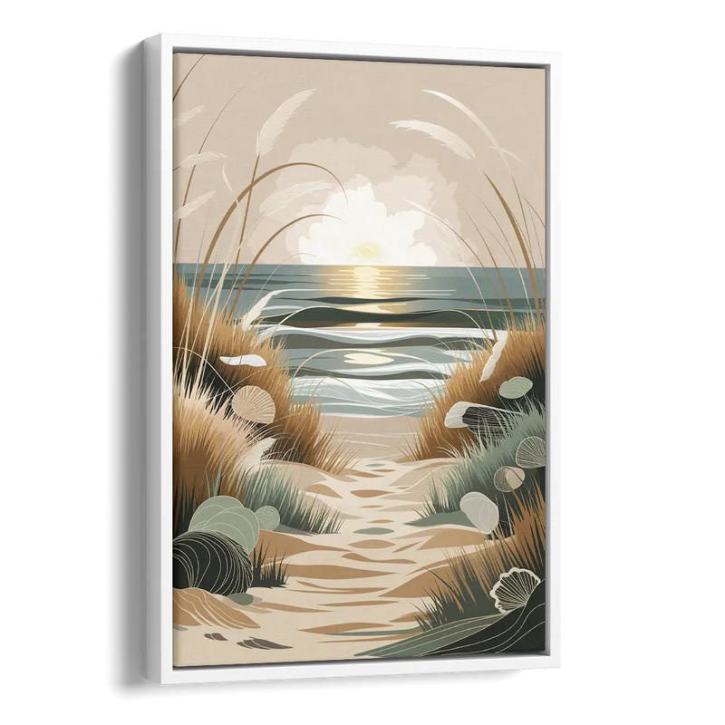 Galveston Coastal Vibes Side - White Canvas Wall Art