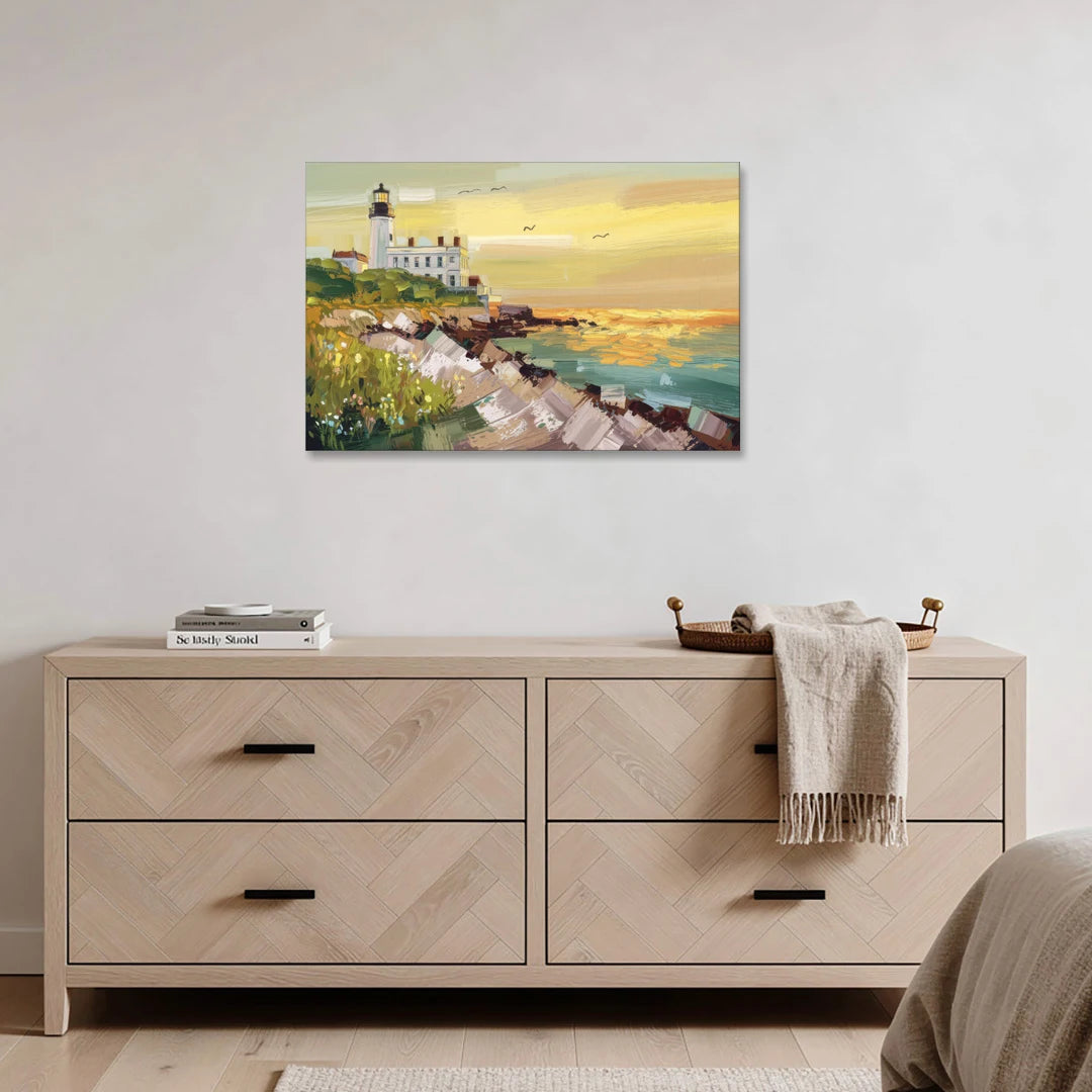Galveston Lighthouse View - Canvas Wall Art - Coffee Table - 36x24