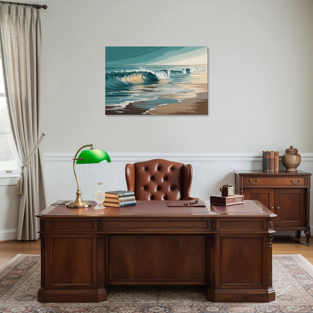 Galveston Ocean Waves - Canvas Wall Art - Office - 36x24