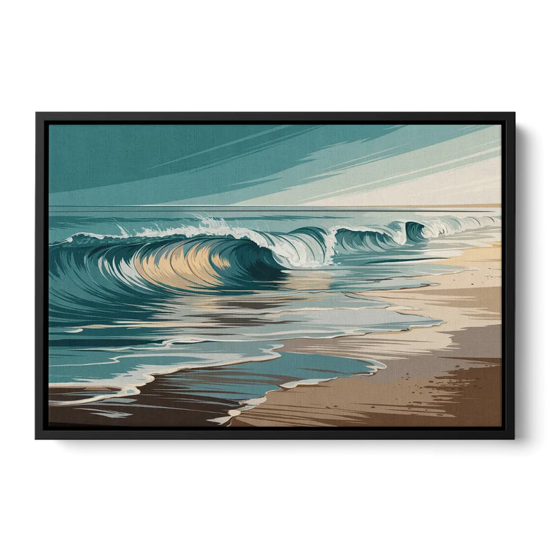 Galveston Ocean Waves Front - Black Canvas Wall Art