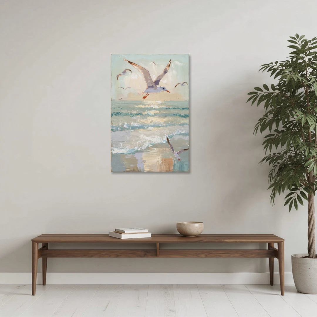 Galveston Seagulls in Flight - Canvas Wall Art - Coffee Table - 24x36