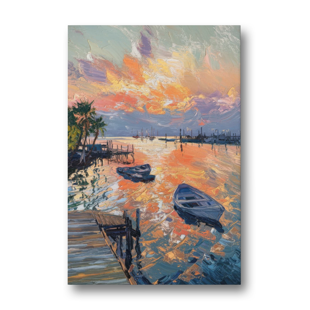 Galveston Sunset Harbor - Canvas Wall Art - Front