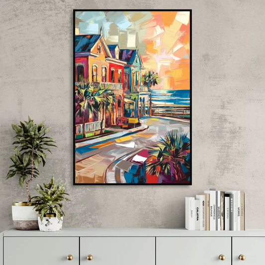 Galveston Texas Pride Living Room - Black Canvas Wall Art