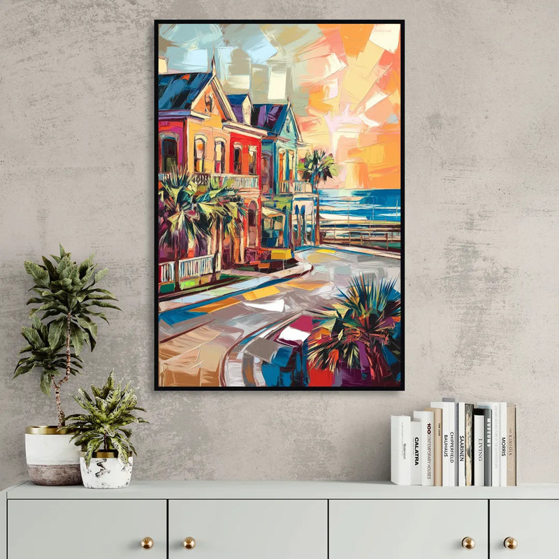 Galveston Texas Pride Living Room - Black Canvas Wall Art