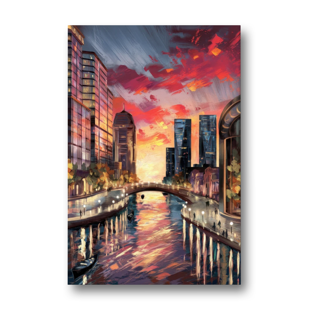 Garland Cityscape Sunset - Canvas Wall Art - Front