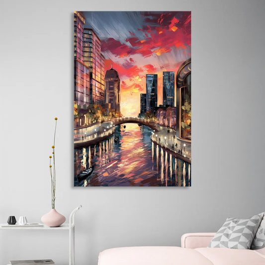 Garland Cityscape Sunset Living Room - Canvas Wall Art