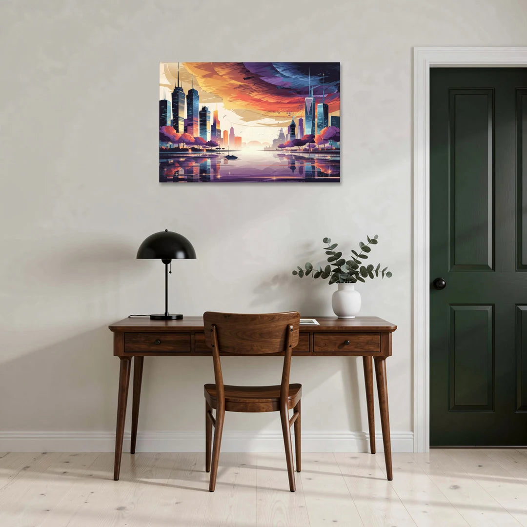Garland Cityscape Sunset Horizon - Canvas Wall Art - Office - 36x24