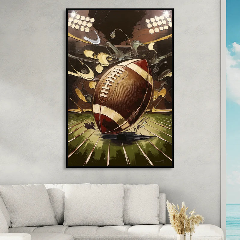 Garland Football Spirit Sitting Room - Black Canvas Wall Art