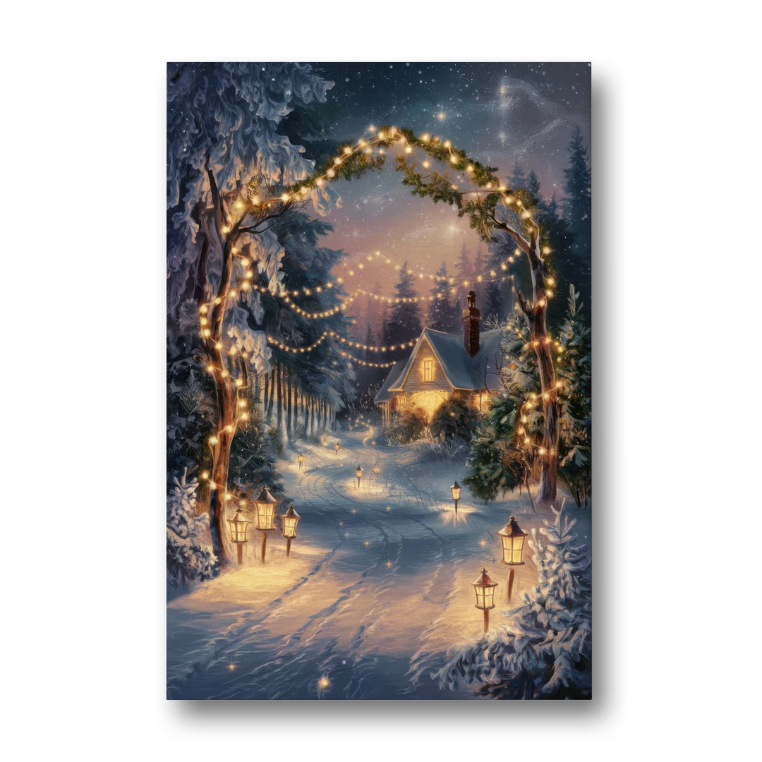 Garland Nighttime Lights - Canvas Wall Art - Front