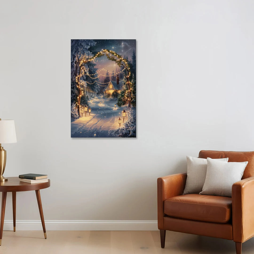 Garland Nighttime Lights - Canvas Wall Art - Sofa - 24x36