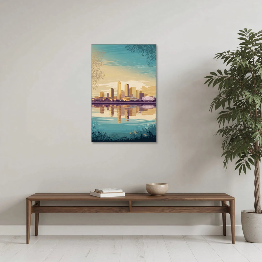 Garland Skyline Reflection - Canvas Wall Art - Coffee Table - 24x36