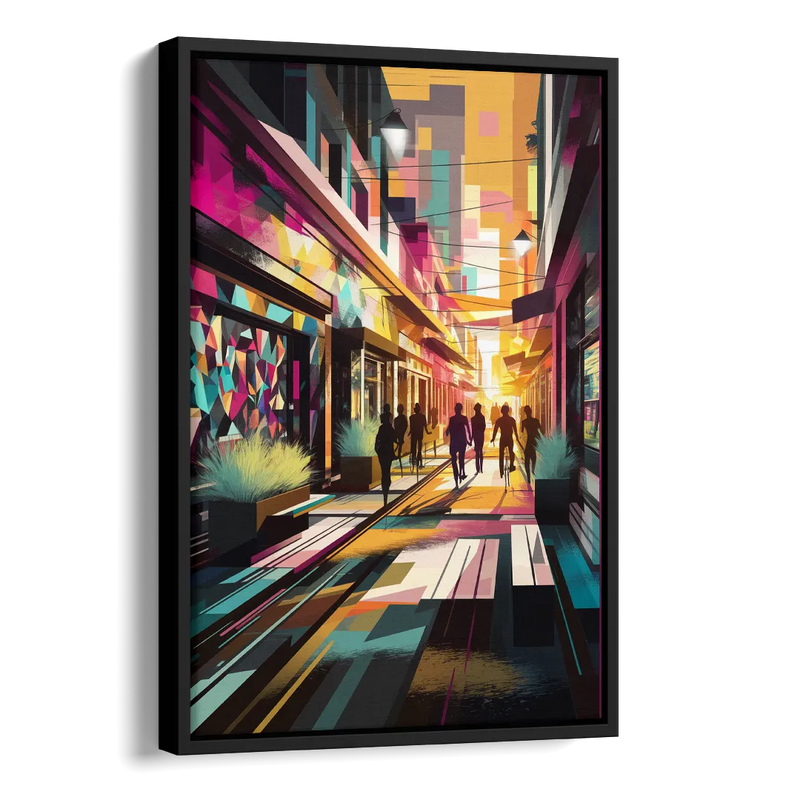 Garland Vibrant Streets Side - Black Canvas Wall Art